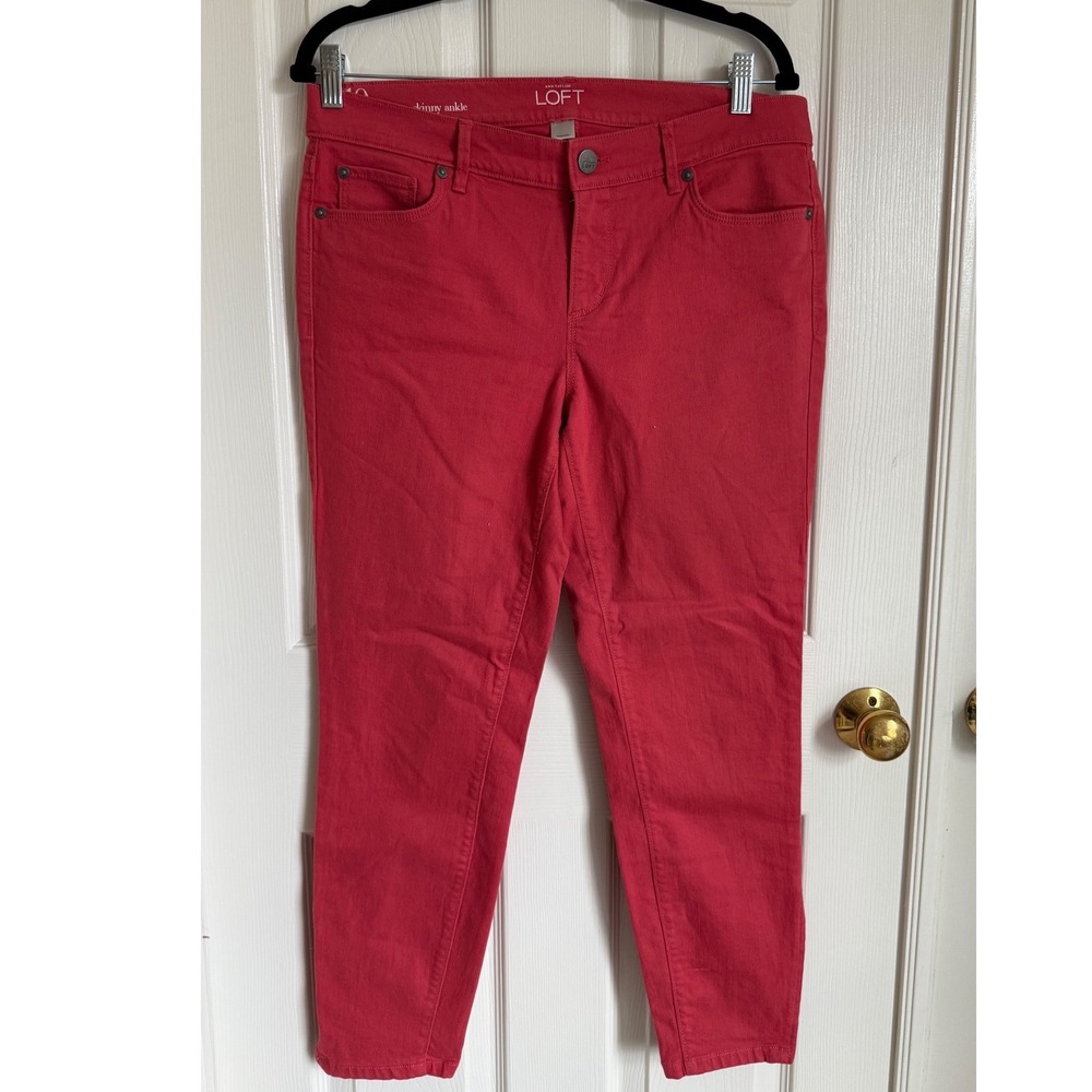 LOFT‎ Modern Ankle Skinny Coral Pants Zip Ankles Size 10